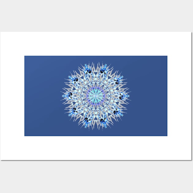 blue grey white ice flake mandala Wall Art by katerina-ez